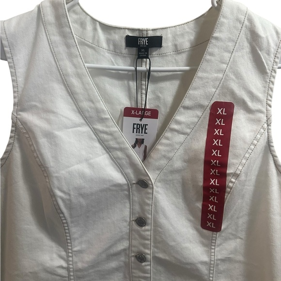 Frye White Denim Button Front mid dress sleeveless XL - Picture 4 of 6